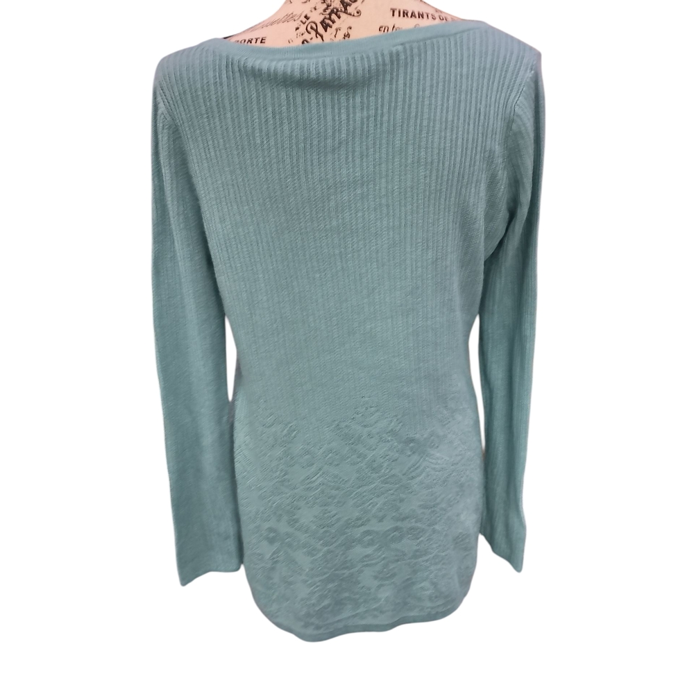 Soft Surroundings Teal Crew Neck Sweater - Picture 3 of 7